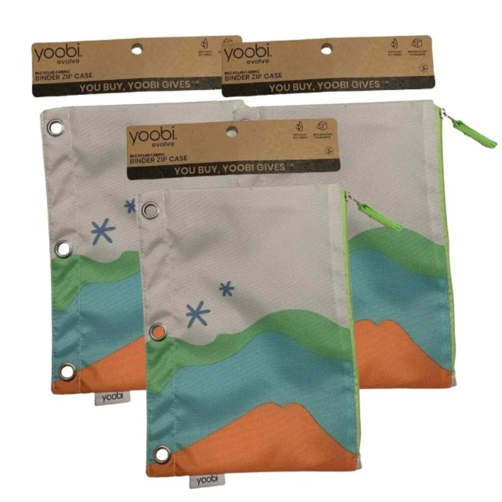 Yoobi Single Zipper Pencil Case Abstract Mountains 3pk